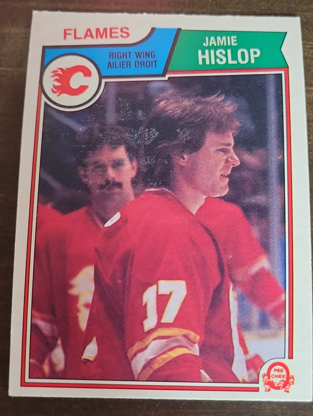 1983/84 OPC Jamie Hislop Calgary Flames Hockey Card - Red